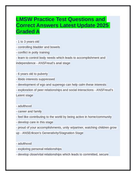 LMSW Practice Test Questions and Answers Latest Update 2025 Graded A ...