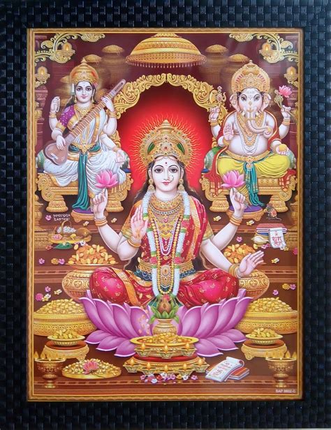 Shree Handicraft Laxmi Ganesh Saraswati Framed Painting Photo Frame ...