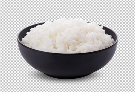 Rice in a black bowl isolated on pha layer | Premium PSD