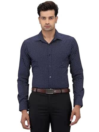 Raymond Men Slim Fit Print Pattern Pure Cotton Semi Cut Away Collar ...