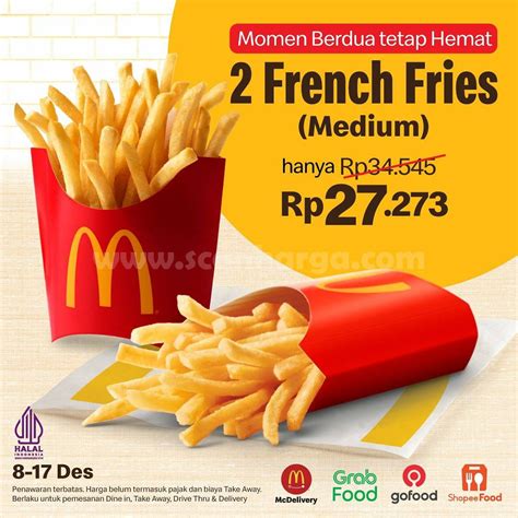 Promo MCDONALDS 2 FRENCH FRIES Medium Cuma Rp. 27.273 - scanharga
