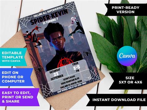 Spider Man Invitation Vip Pass Template Spiderman Vip Pass Etsy