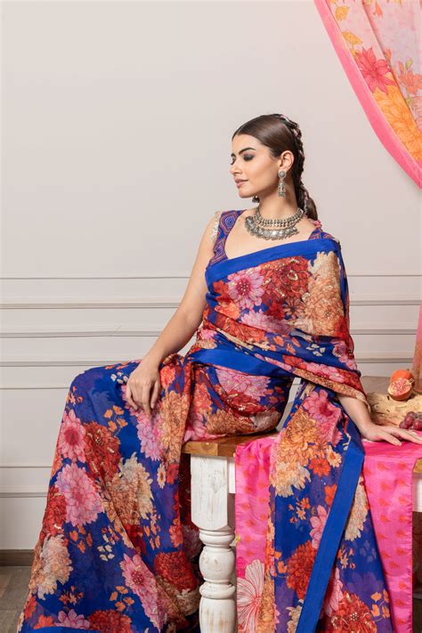 Roop Saree with Blouse - Blue – Issa Studio