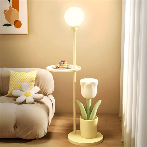 Vintage Tulip Floor Lamp | Lamp With Table Attached | Ping Lighting