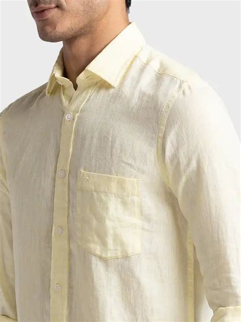 Colorplus Men Yellow Tailored Fit Yarn Dyed Linen Casual Shirt – MyRaymond