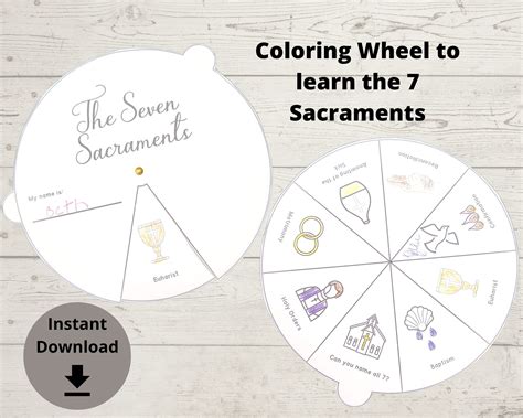 7 Sacraments Coloring Wheel - Sunday School Activity, Church Activity ...