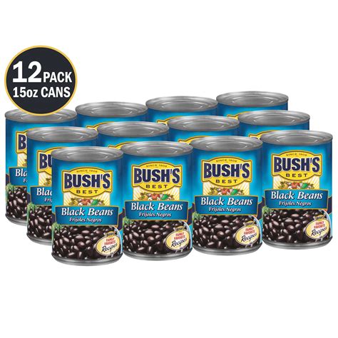 (12 Cans) Bush's Black Beans, Canned Beans, 15 oz - Walmart.com
