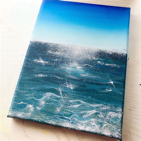 Easiest way to paint a sparkling ocean sea with acrylic | Sea painting ...