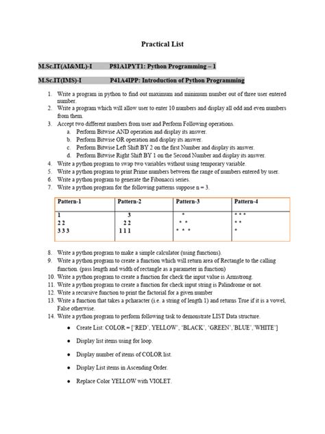 Image result for List Program in Python Assignnment PDF