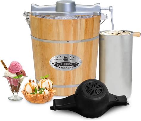 Amazon.com: AMERIHOME ICM6C 6-Quart Old Fashion Ice Cream Maker,Brown ...