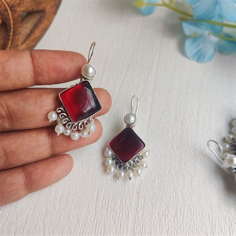 "Kanishka"Silver look alike Oxidised Earring – The Fiona Store
