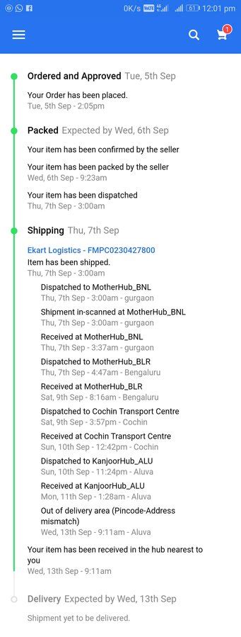 [Resolved] Flipkart — Delivery problem at Aluva ekart logistics