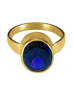 ASIAN GEMS & JEWELS Cultured Blue Sapphire NEELAM Gemstone Finger Ring ...