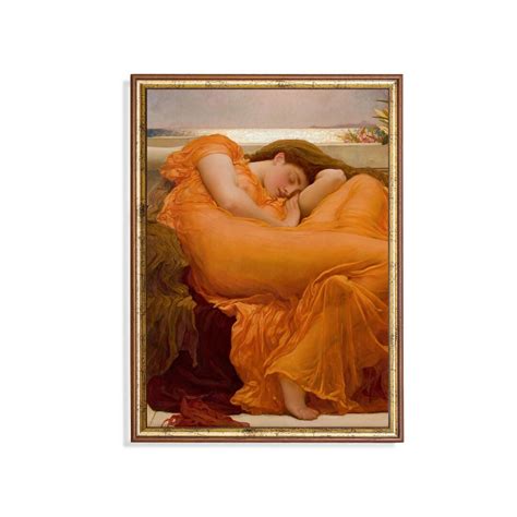Flaming June Art Print - Classic Pre-raphaelite Woman in Orange Dress ...