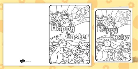 Rabbit Easter Colouring Card (teacher made) - Twinkl