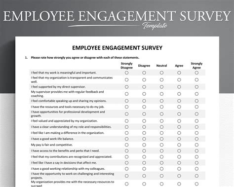 Employee Satisfaction Survey Template - Printable Word Searches