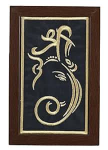 P K Ganesha Art Wall Hangings Frame (Embroidered) (Gold) : Amazon.in ...