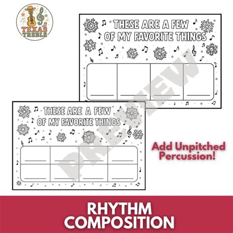Winter Music Worksheets | My Favorite Things Rhythm & Reflection (Orff ...