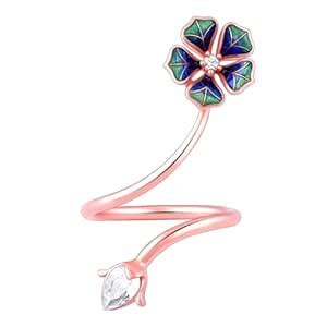 GIVA 925 Silver Rose Gold Blue Rising Bell Mallow Ring, Adjustable ...