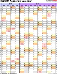 Academic Calendars 2026/2027 - Free Printable Word templates