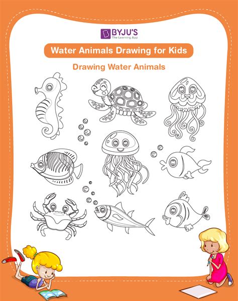Water Animals Drawing for Kids | Free Water Animals Drawing Ideas for Kids