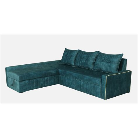 Mikku Velvet Pull-Out Sofa Cum Bed in Teal Green – eTerior