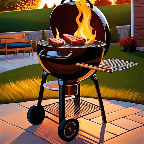 Outdoor grill with flames and meat on a cookout | Premium AI-generated ...