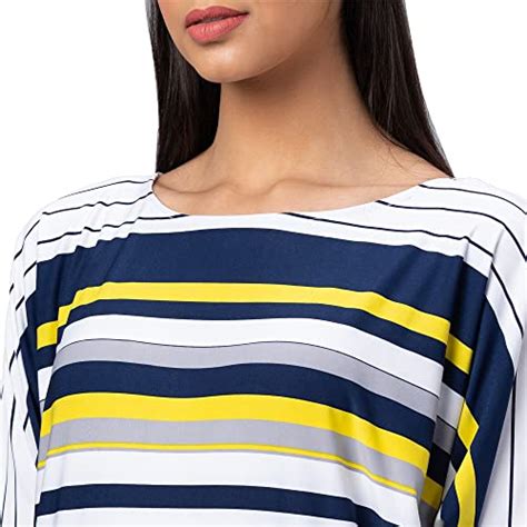 Buy Globus Women White Striped Boat Neck Longline Top at Amazon.in