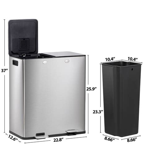 16 Gallon Trash Can for Recycling Dual Compartment Trash Can for ...