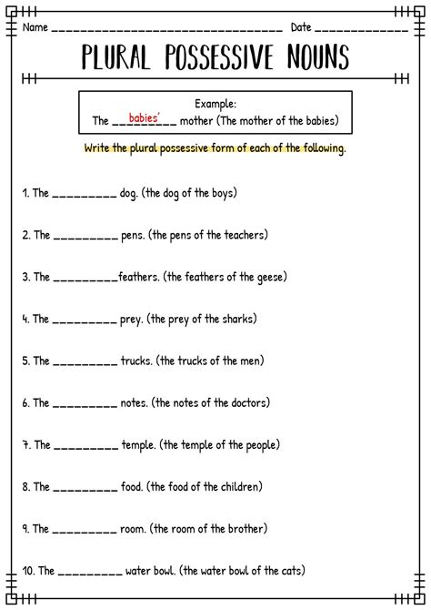 Great grammar plural possessive nouns worksheets – Artofit