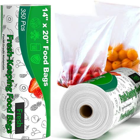 Amazon.com: Food Bags, 14" X 20" Plastic Produce Bags Roll, Fresh ...
