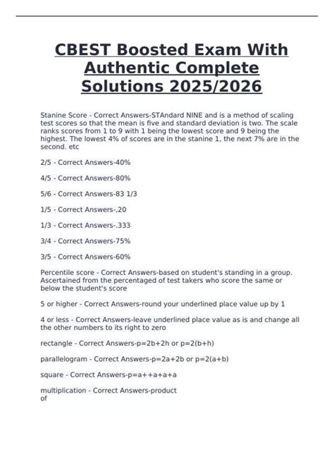 CBEST Practice Test – Math Section with Verified Solutions (2025/2026 ...