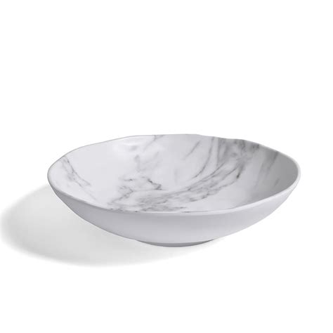Buy Merritt White Marble Pattern 12-inch Melamine Serving Bowl Online ...