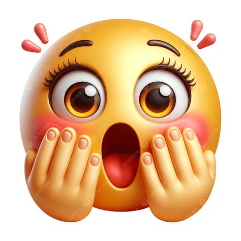 3d Wow Surprise Face And Shy Emoji Isolated On Transparent Background, Shy Emoji, Face, 3d PNG ...