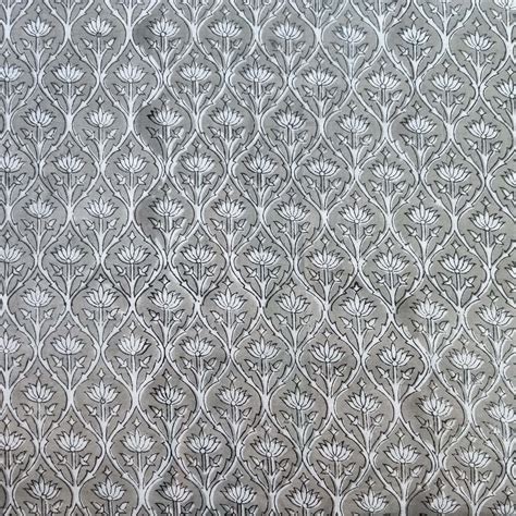 Pure Cotton Jaipuri Grey With White Patterned Hand Block Print Fabric ...