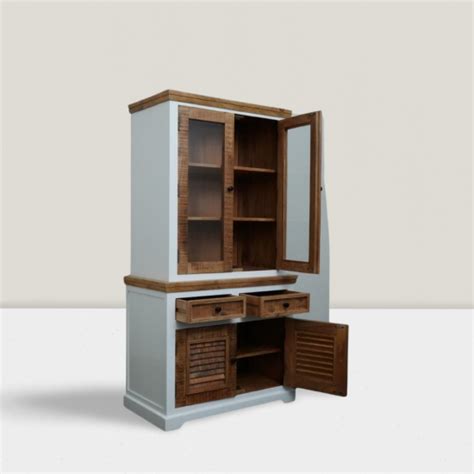 White Mango Wood Kitchen Cabinet with Natural Finish