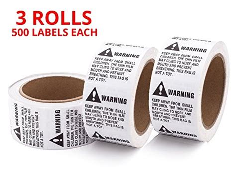 Suffocation Warning Labels, 1,500 Labels, 3 Rolls (500 Per Roll), 2" X ...