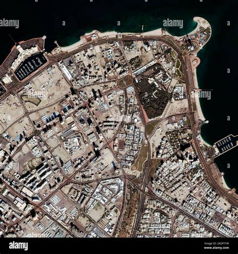 Kuwait City, Kuwait, satellite image. This is the capital city of Kuwait. It is a major port and ...