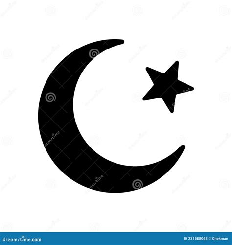 Crescent Moon with Star Icon. Religious Symbol of Islam Stock Vector ...
