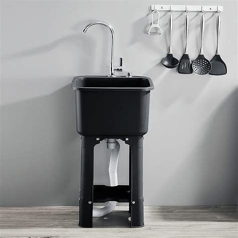 Free Standing Black Utility Sinks,Commercial Kitchen Washing Sink ...
