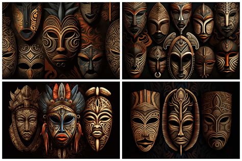 African Ambiance: 24 Tribal Mask Illustrations for Designers | HipFonts
