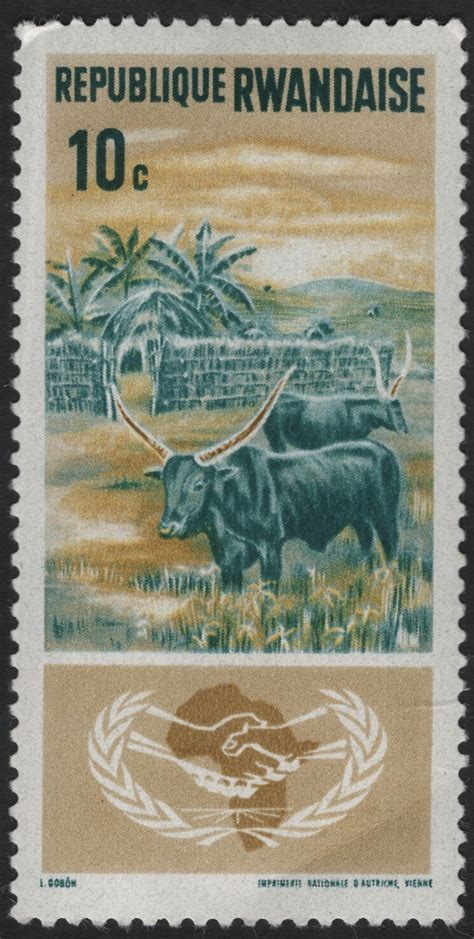 SCG11051 - Rwanda – Ankole Cattle & Rural Landscape (FAO) – 10c – Stamp ...