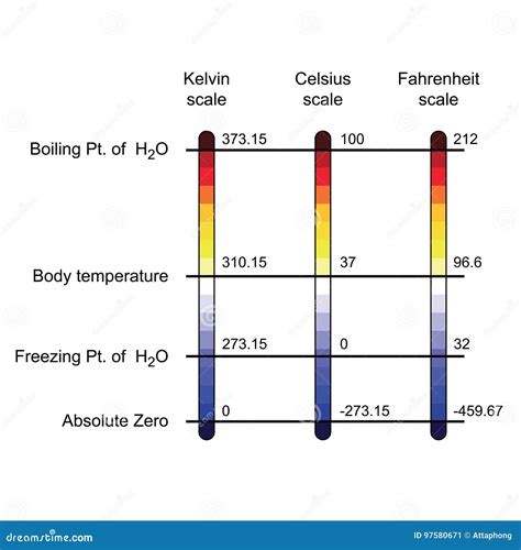 Temperature Scales. Celsius, Fahrenheit And Kelvin Thermometers Vector ...