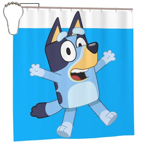 Sanaai Bluey Pattern Waterproof Shower Curtain Set - Fancy Bathroom ...