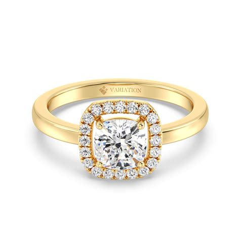 1 Carat Cushion Cut Lab Diamond Halo Engagement Ring 18K Gold – Variation