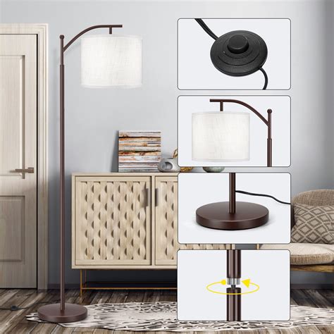 OUTON Arc Floor Lamp 63" Metal Modern LED Standing Lamp with Hanging W