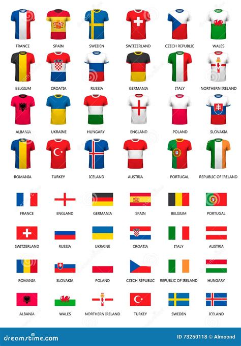Collection of Various Soccer Jerseys and Flags of Countries. Stock Vector - Illustration of icon ...