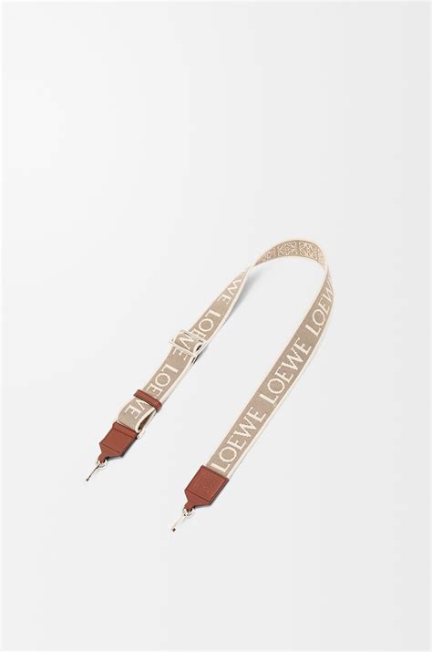 Anagram strap in jacquard and calfskin Natural/Tan/Palladium - LOEWE