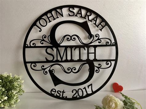 Personalized Last Name Metal Sign - Split Letter Monogram - Custom ...