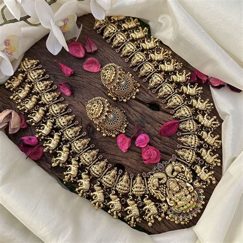 Vriksham Lakshmi with Elephant Long Neckpiece-Gold Beads-G16146 ...
